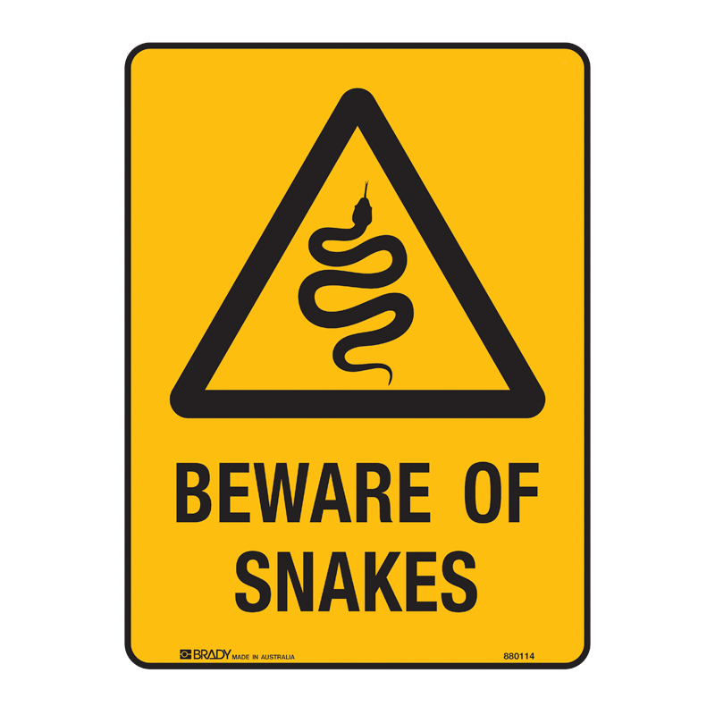 Warning Signs - Beware of Snakes, 225 x 300mm, Metal