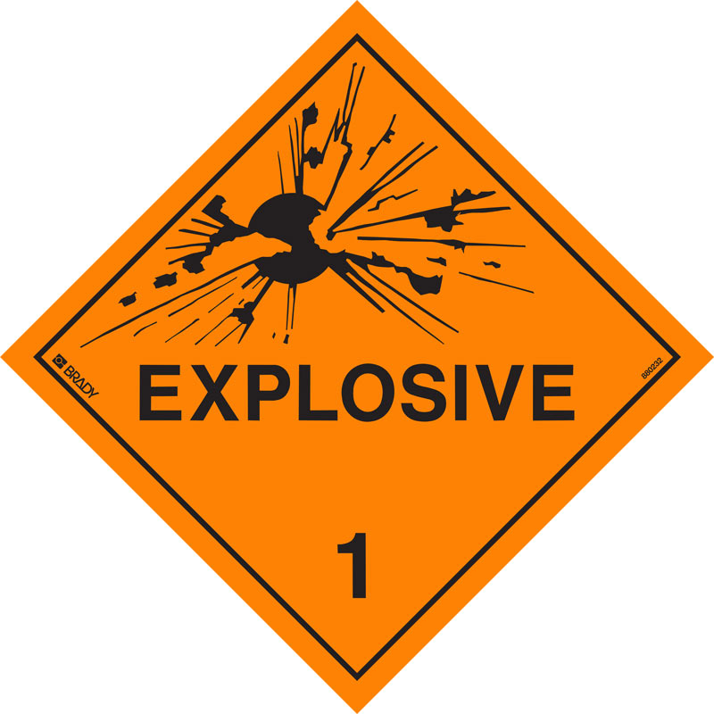 Dangerous Goods Placard - Explosive 1, 270 x 270mm, C2 Reflective Metal