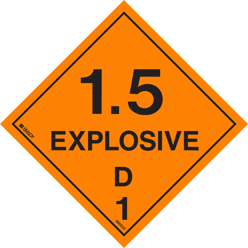 Dangerous Goods Placard - 1.5 Explosive D 1, 270 x 270mm, C2 Reflective Metal