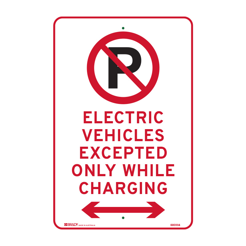 Parking Control Sign - No Parking Electric Vehicles Excepted Only Only While Charging, 300 x 450mm, C2 Reflective Aluminium