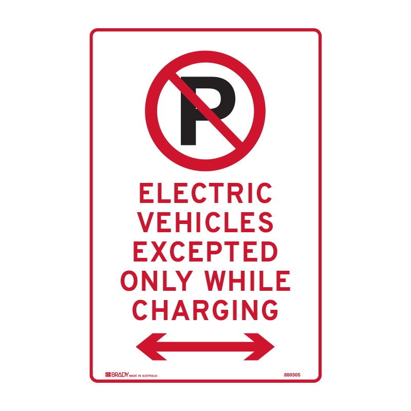 Parking Control Sign - No Parking Electric Vehicles Excepted Only Only While Charging, 300 x 450mm, Metal