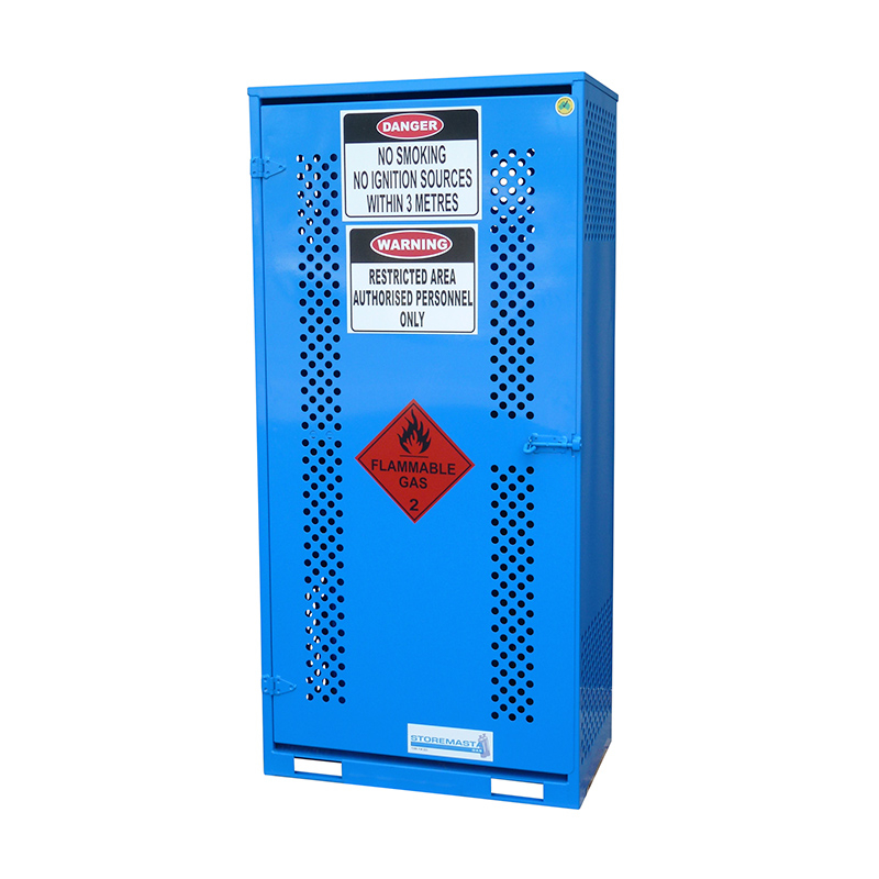 Gas Cylinder Storage Cabinet Single Side Access Medium Blue