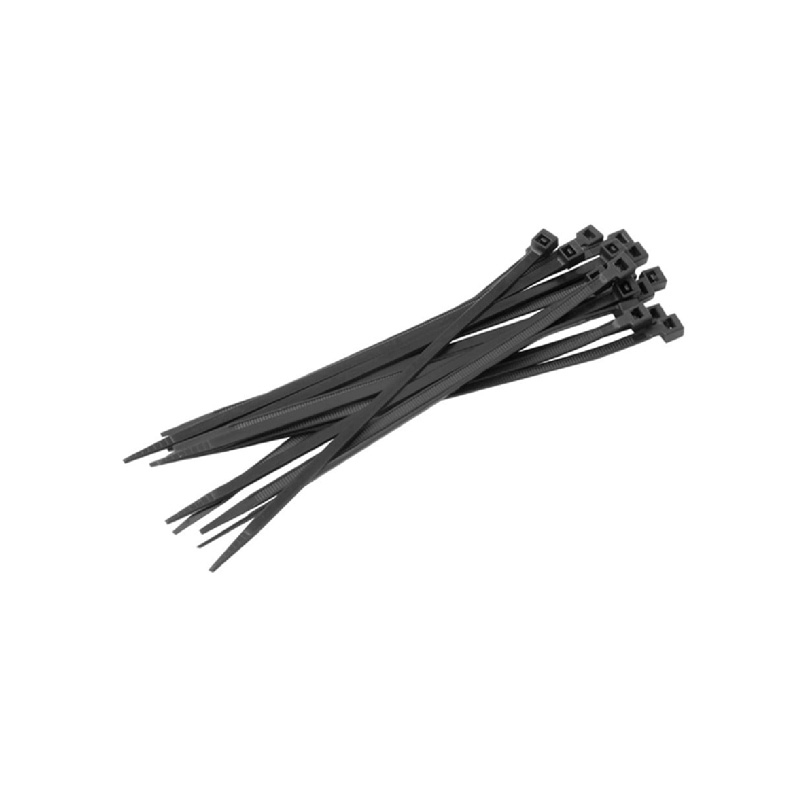 Coloured Cable Ties - Standard Coloured Cable Ties, 4.8mm (W) x 200mm (L), Nylon, Black, Pack of 100