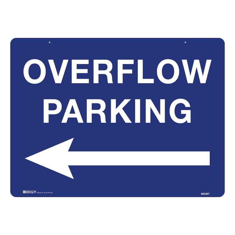 Overflow Parking with Left Arrow Sign Only, 600 x 450mm, Metal