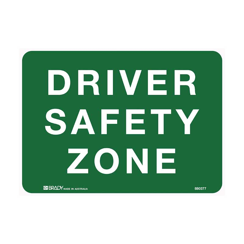 Driver Safety Zone Sign, 250 x 180mm, Self Adhesive Vinyl
