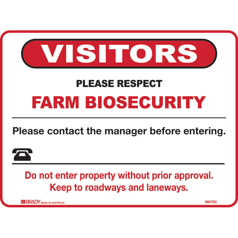 Semi-Custom Farm Biosecurity Sign, 300 x 225mm, Metal