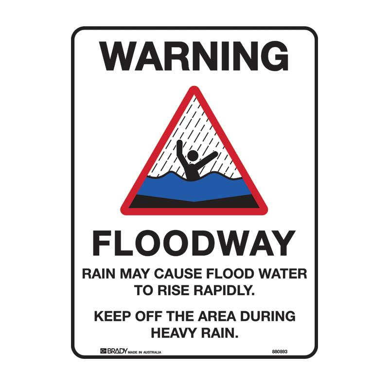 Warning Floodway Sign, 450 x 600mm, Metal