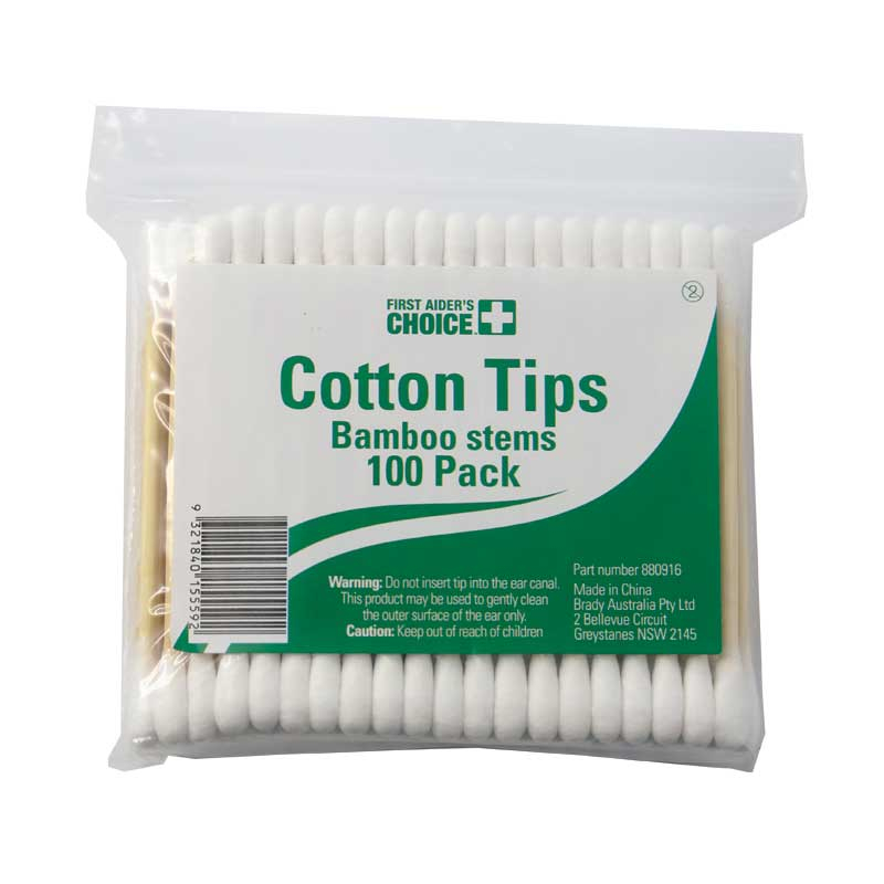 First Aider's Choice Cotton Buds with Bamboo Stem, 100 Pack