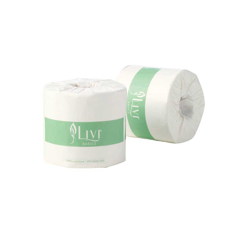 Livi Toilet Paper Roll 2 Ply - Bulk Carton of 48 x 400 Sheet White