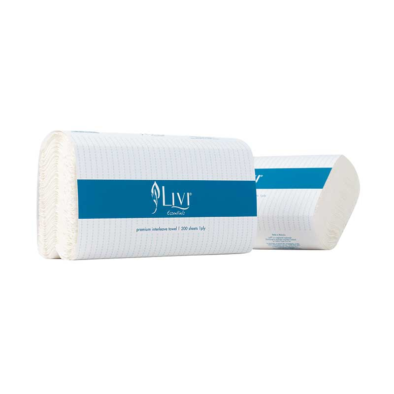 Livi Hand Towel Paper Multifold 1 Ply - Bulk Carton of 20 x 200 Sheet White