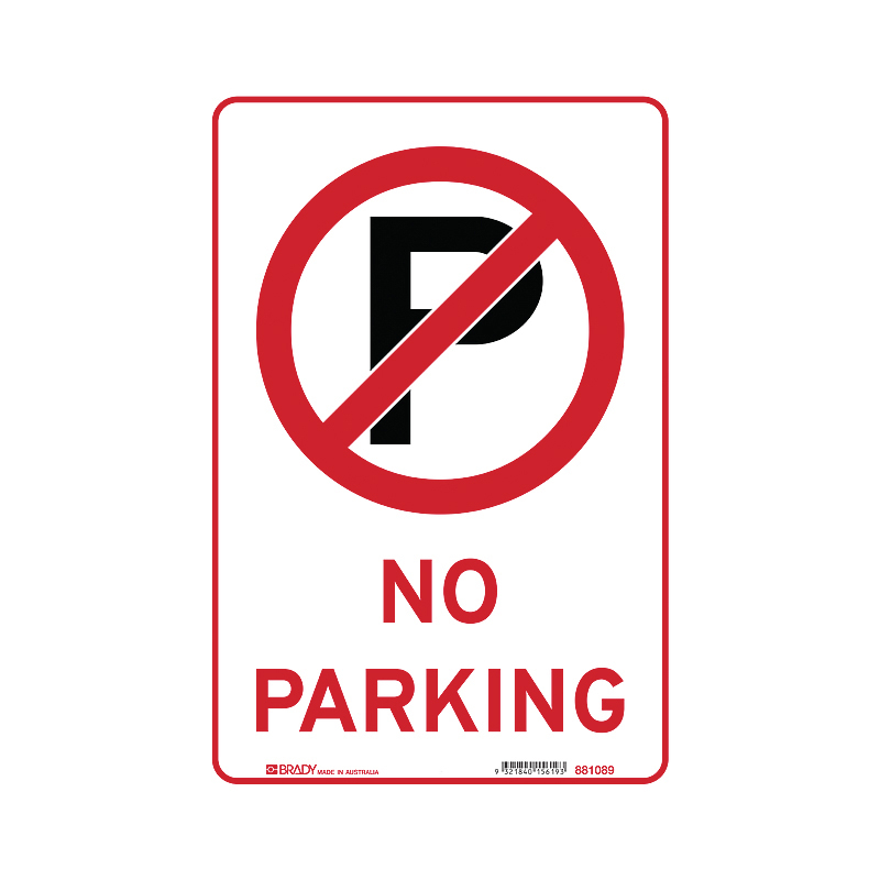 No Parking Sign, 225mm (W) x 335mm (H), Metal