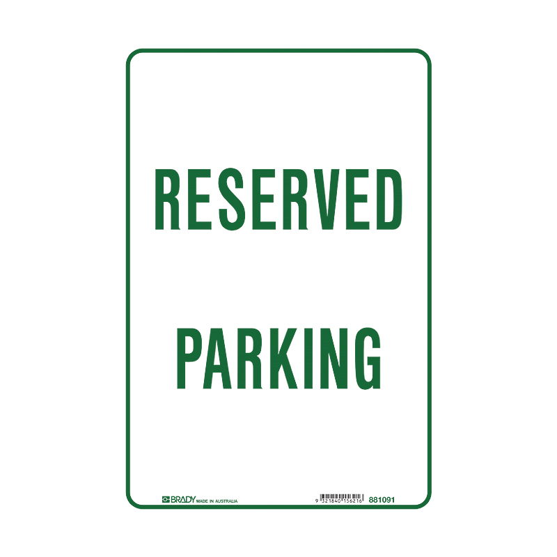 Reserved Parking Sign, 225mm (W) x 335mm (H), Metal