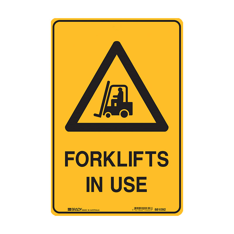 Warning Sign, Forklift In Use, 225mm (W) x 335mm (H), Metal