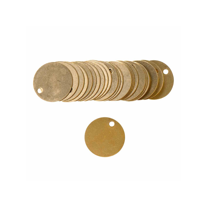 Blank Round Valve Tags, 38.1mm (DIA), Brass, Pack of 25 