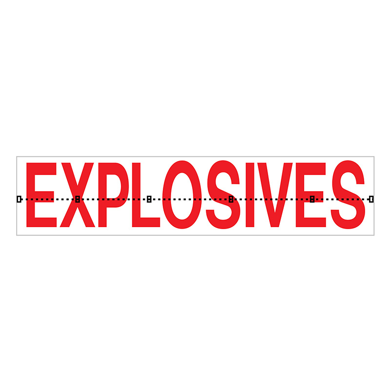 Dangerous Goods Signs - Explosives Hinged Sign, 1020mm (W) x 250mm (H), Galvanised Steel, Class 2 (100) Reflective