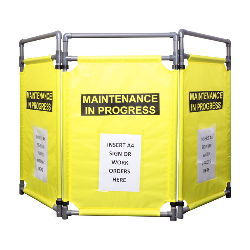 Value Folding Barrier - 1.7m, Yellow/Grey, 3 Panels with A4 Pockets
