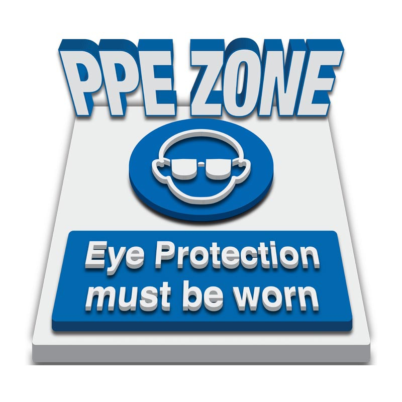3D Carpet Floor Marking Mandatory Sign - PPE ZONE, Eye Protection Must be Worn, 450mm