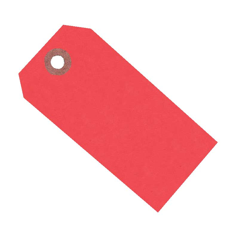 Blank Fluorescent Tags Red, Size 8 - Pack of 1000