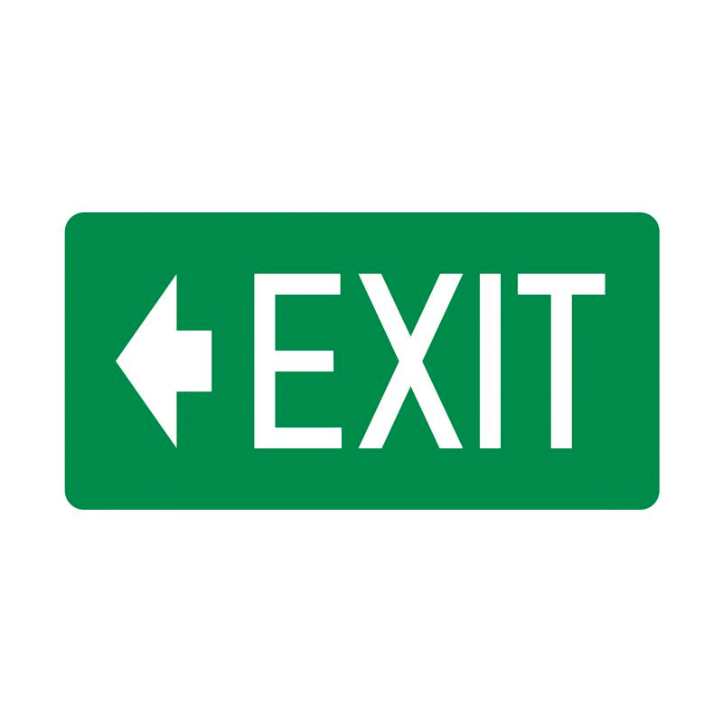 Exit Sign - Exit, Arrow Left, 350mm (W) x 180mm (H), Polypropylene