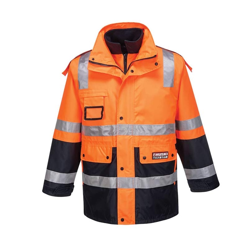 4 In 1 High Visibility Reflective Jackets - Orange/Navy, Small