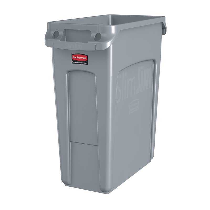 Rubbermaid Slim Jim Container, 60L, 279.4mm (W) x 558.8mm (L) x 635mm (H), Grey