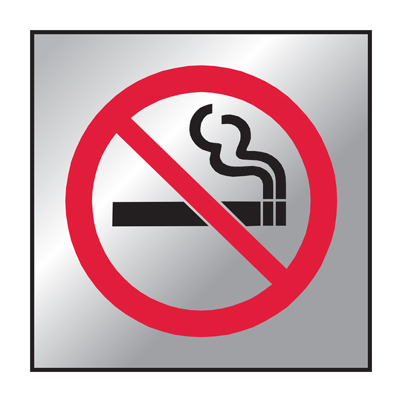 Deluxe No Smoking Sign, 150mm (W) x 150mm (H), Acrylic, Silver