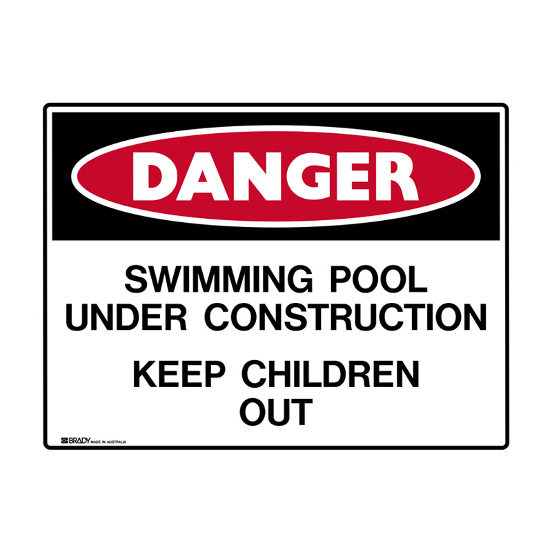 Danger Sign - Swimming Pool Under Construction Keep Children Out 