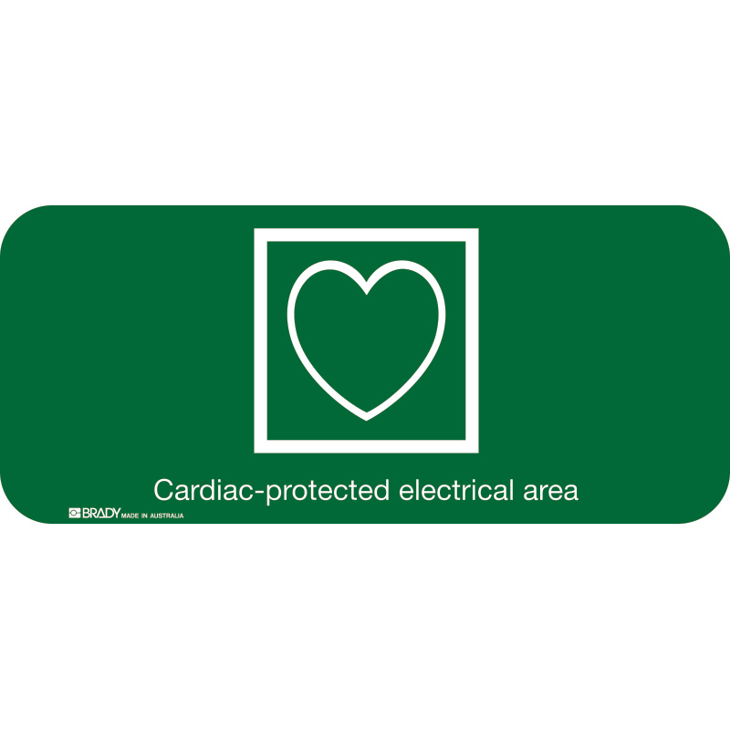 Hospital/Nursing Home Signs  - Cardiac Protected Electrical Area, 200 x 90mm, Self-Adhesive Vinyl