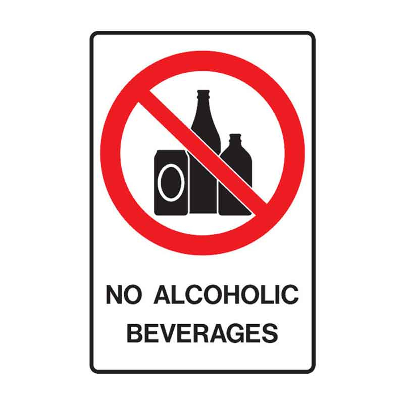Alcohol Prohibition Signs - No Alcoholic Beverages, 225mm (W) x 300mm (H), Polypropylene