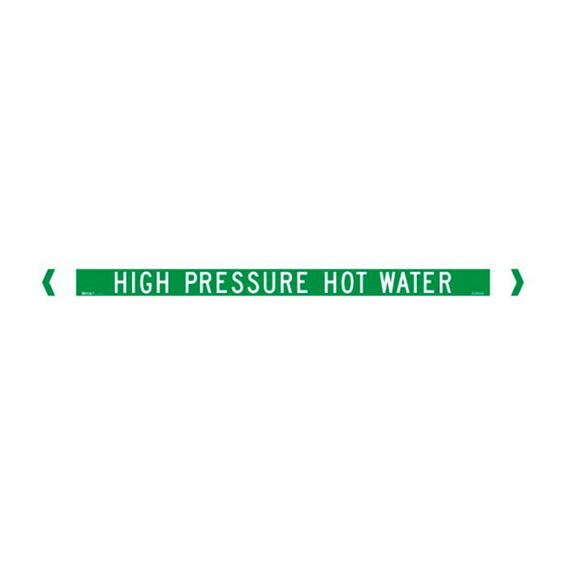 Pipemarker - High Pressure Hot Water, 475mm (W) x 89mm (H), Self Adhesive Vinyl, Blue, Pack of 10