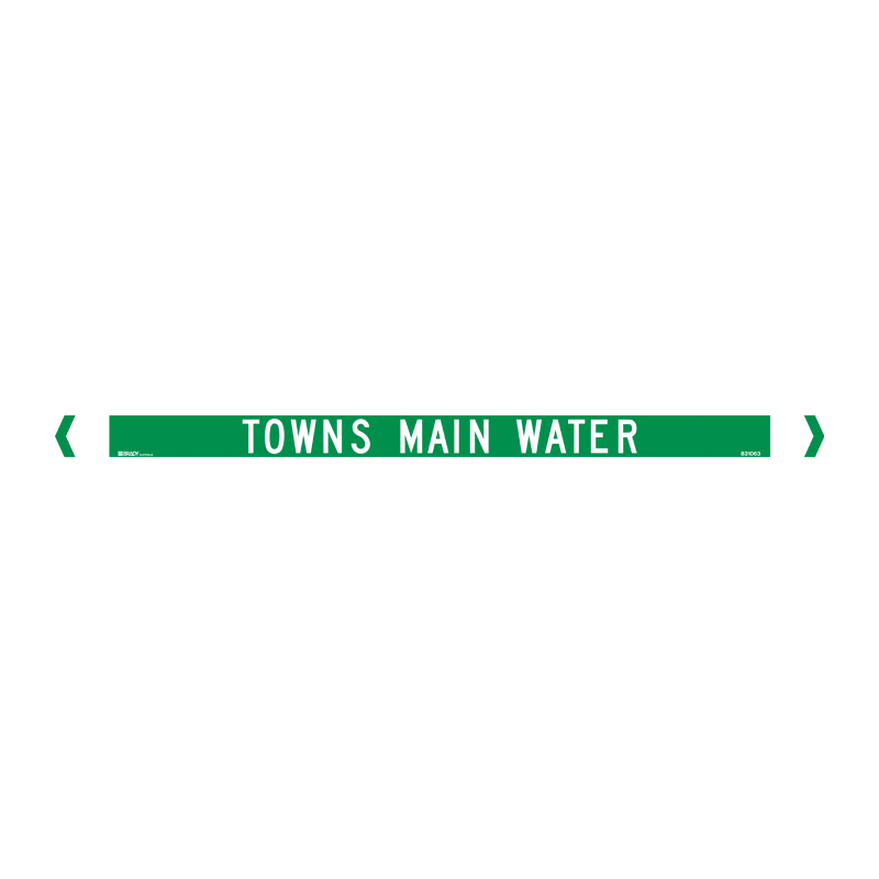 Standard Pipe Marker, Self Adhesive, Towns Main Water, 40-75mm O.D. - Pack of 10 