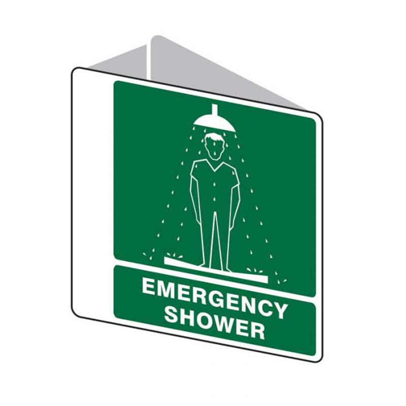 Emergency Shower Sign, 225mm (W) x 225mm (W), Polypropylene