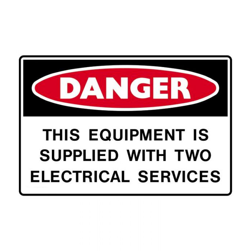 Danger Signs - Danger This Equipment Is Supplied With Two Electrical Services, 450mm (W) x 300mm (H), Polypropylene