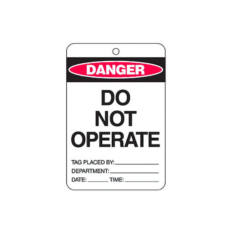 Lockout Tags - Danger Do Not Operate, 100mm (W) x 150mm (H), Polypropylene, Pack of 10
