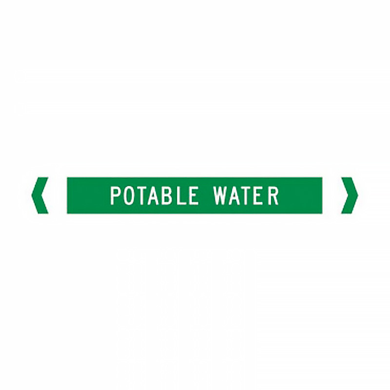 Pipemarker - Potable Water, 100mm (W) x 10mm (H), Self Adhesive Vinyl, Green, Pack of 10