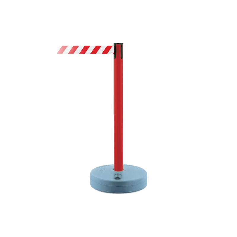Outdoor Tensabarrier Stanchion System - Red Post w/ Red/White Tape