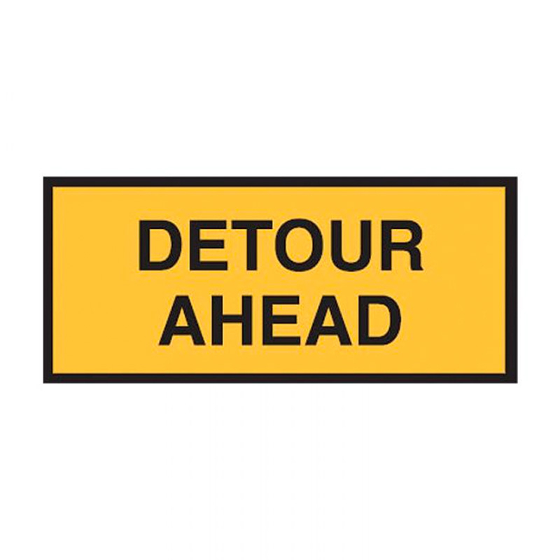 Temporary Roadwork/Traffic Sign - Detour Ahead, 1800mm (W) x 600mm (H), Aluminium, Class 1 Reflective