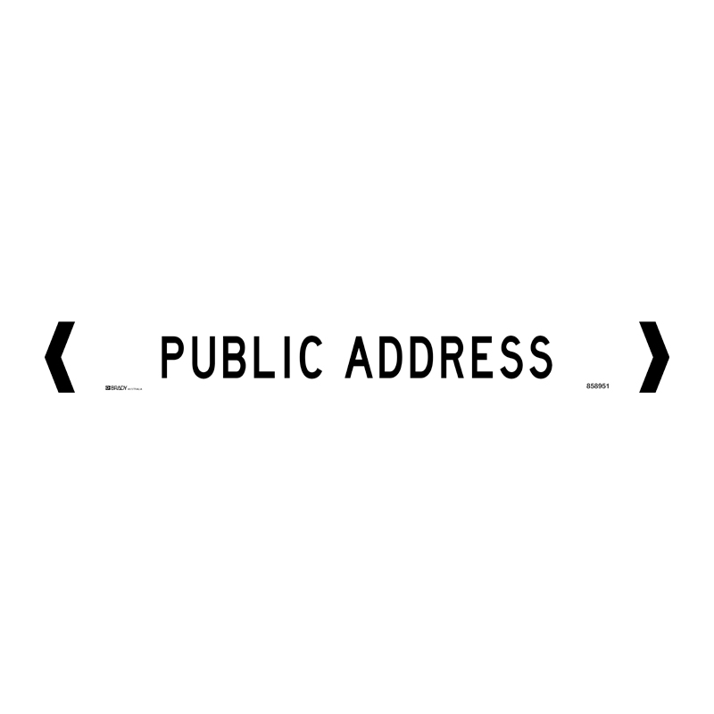 Standard Pipe Marker, Self Adhesive, Public Address, Over 75mm O.D. - Pack of 10 