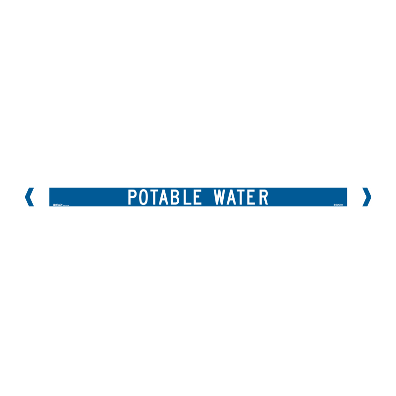 Standard Pipe Marker, Self Adhesive, Portable Water, 40-75mm O.D. - Pack of 10 
