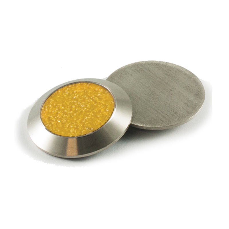 Tactile Indicator Warning Stud SureSteel® 35mm Stainless Steel Plain Backed Yellow Grit