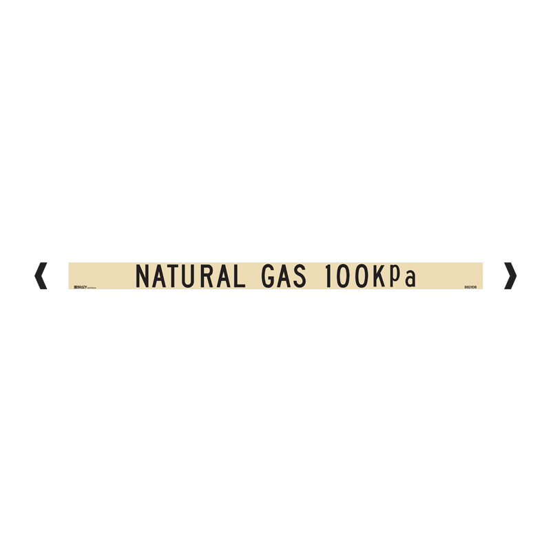 Standard Pipe Marker, Self Adhesive, Natural Gas 100 Kpa, 40-75mm O.D. - Pack of 10 
