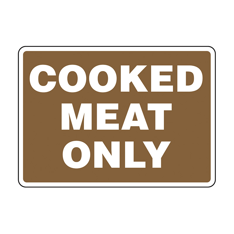 Hygiene And Food Safety Signs - Cooked Meat Only, 300mm (W) x 225mm (H), Polypropylene
