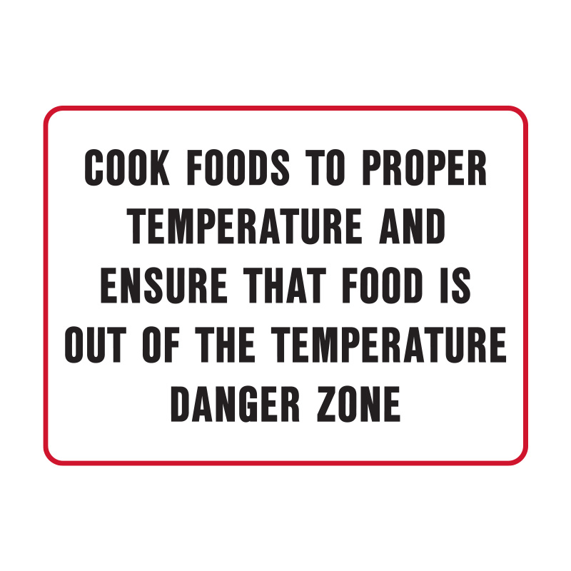 Hygiene And Food Safety Signs - Cook Food To Proper, 300mm (W) x 225mm (H), Polypropylene