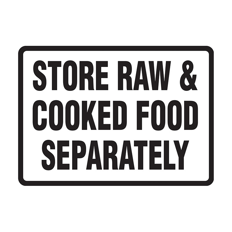 Hygiene And Food Safety Signs - Store Raw & Cooked Food Separately, 300mm (W) x 225mm (H), Polypropylene