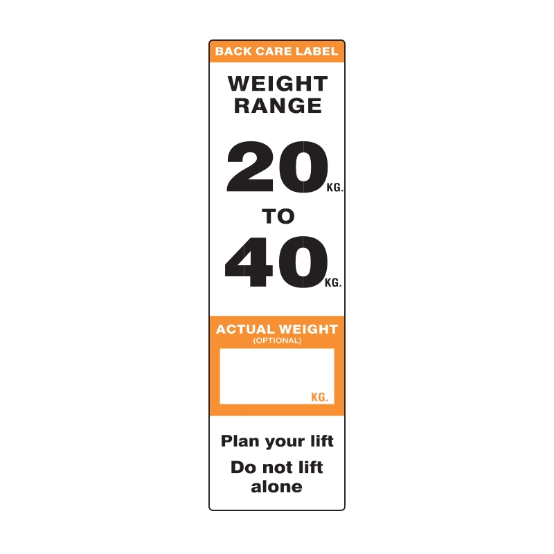 Back Care Labels, 40mm (W) x 122mm (H), Self Adhesive Paper