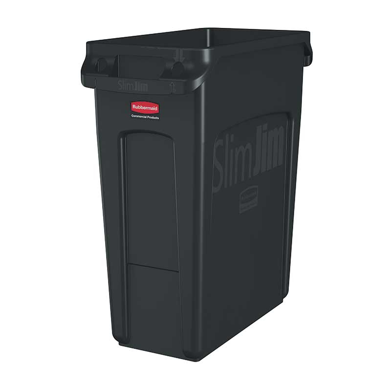Rubbermaid Slim Jim Container, 60L, 279.4mm (W) x 558.8mm (L) x 635mm (H), Black 