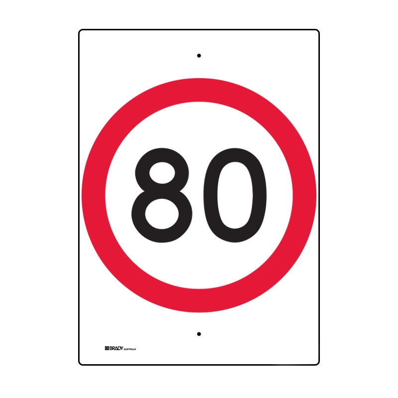 Regulatory Road Sign - R4-1 Speed Limit 80 - 450x600mm C1 ALUM
