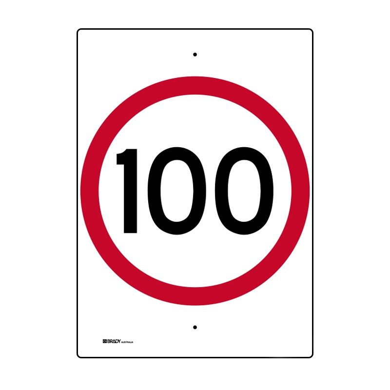 Regulatory Road Sign - R4-1 Speed Limit 100 - 450x600mm C1 ALUM