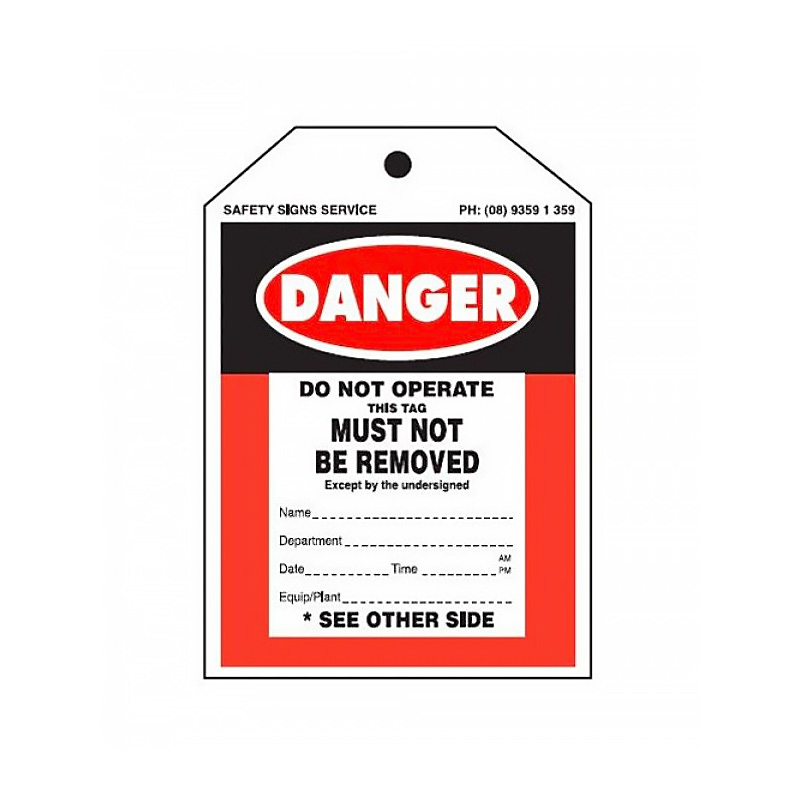 Lockout Tags - Tearproof Tag, Danger Do Not Operate, 75mm (W) x 125mm (W), Pack of 100 