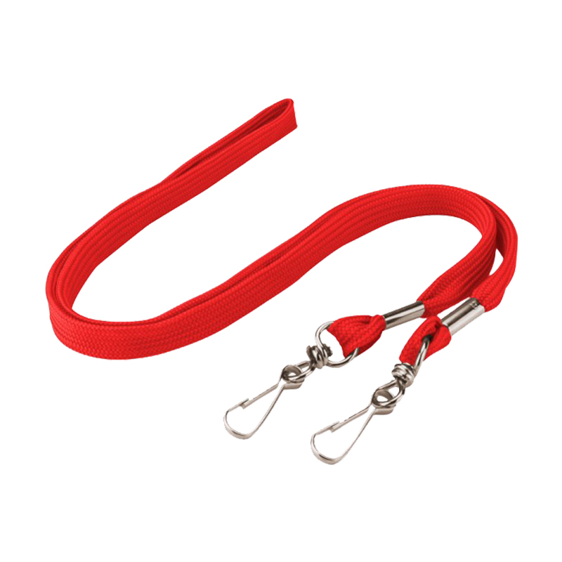 Lanyard with Dual Swivel Hooks, 10mm, Red, Pack 50